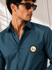Teal Shirt with Golden Accent
