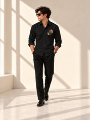 Abstract Face Embroidered Shirt