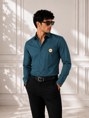 Teal Shirt with Golden Accent