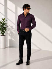 Wine Solid Smart Casual Shirt