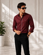 Grey Strip Classic Maroon Shirt