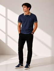 Navy beige polo