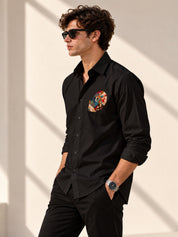 Abstract Face Embroidered Shirt
