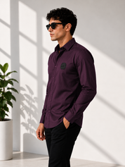 Wine Solid Smart Casual Shirt