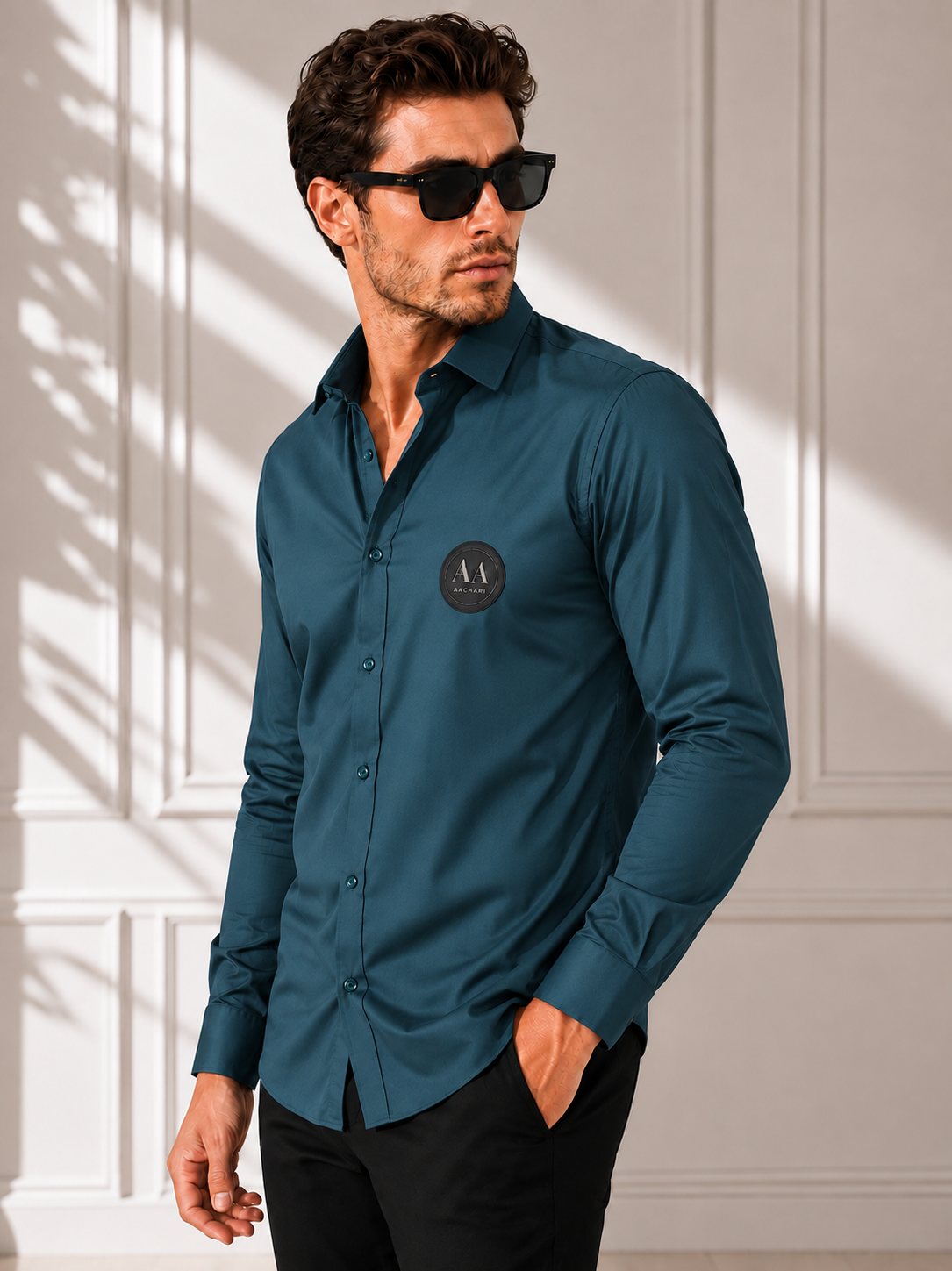 Classic Teal Full Sleeves Men's Shirt