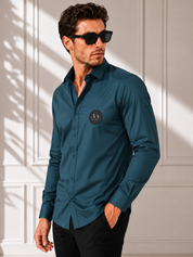 Classic Teal Full Sleeves Men's Shirt