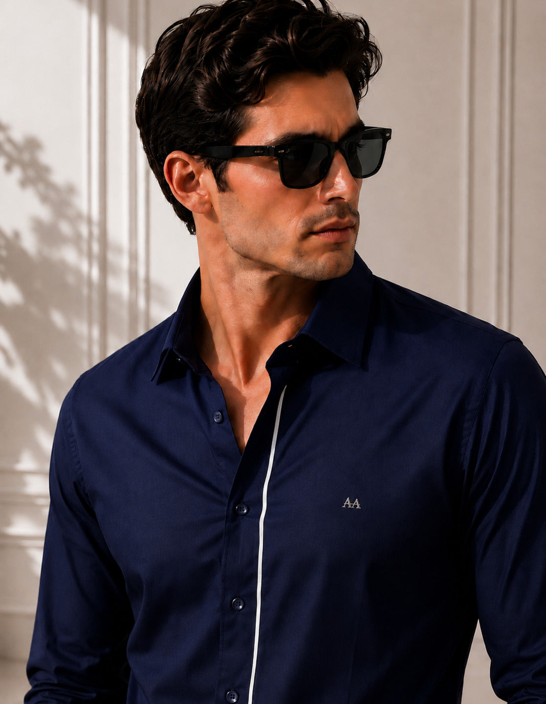 Grey Strip Classic blue Shirt