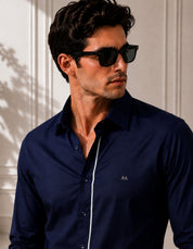 Grey Strip Classic blue Shirt