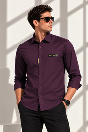 Wine Solid Smart Casual Shirt