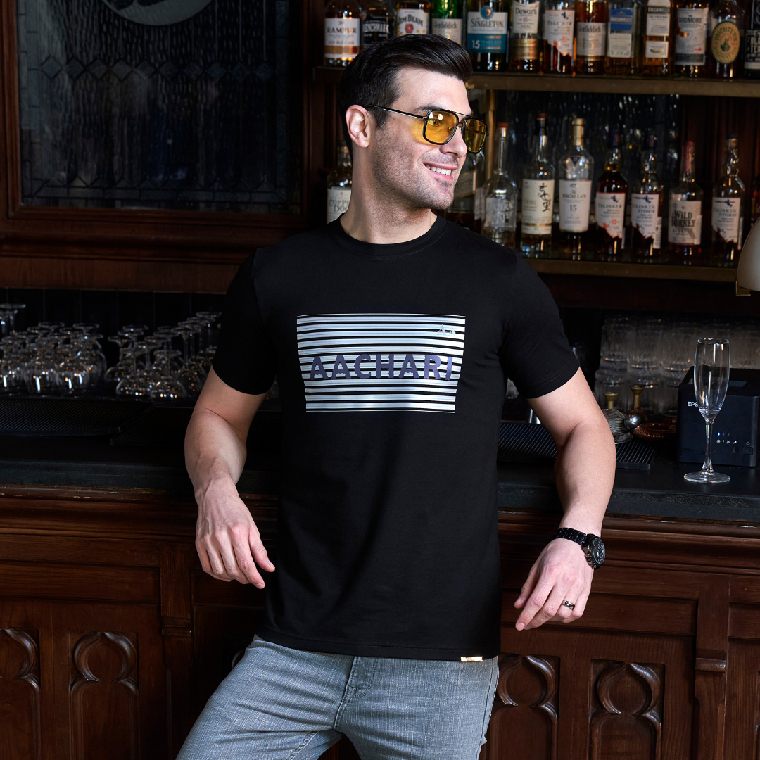 Aachari Signature Label Black T Shirt