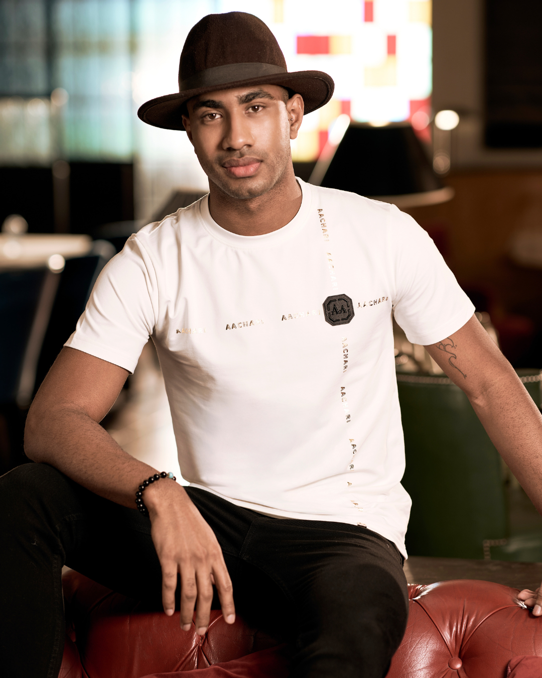 White Tshirt with Gold Accent