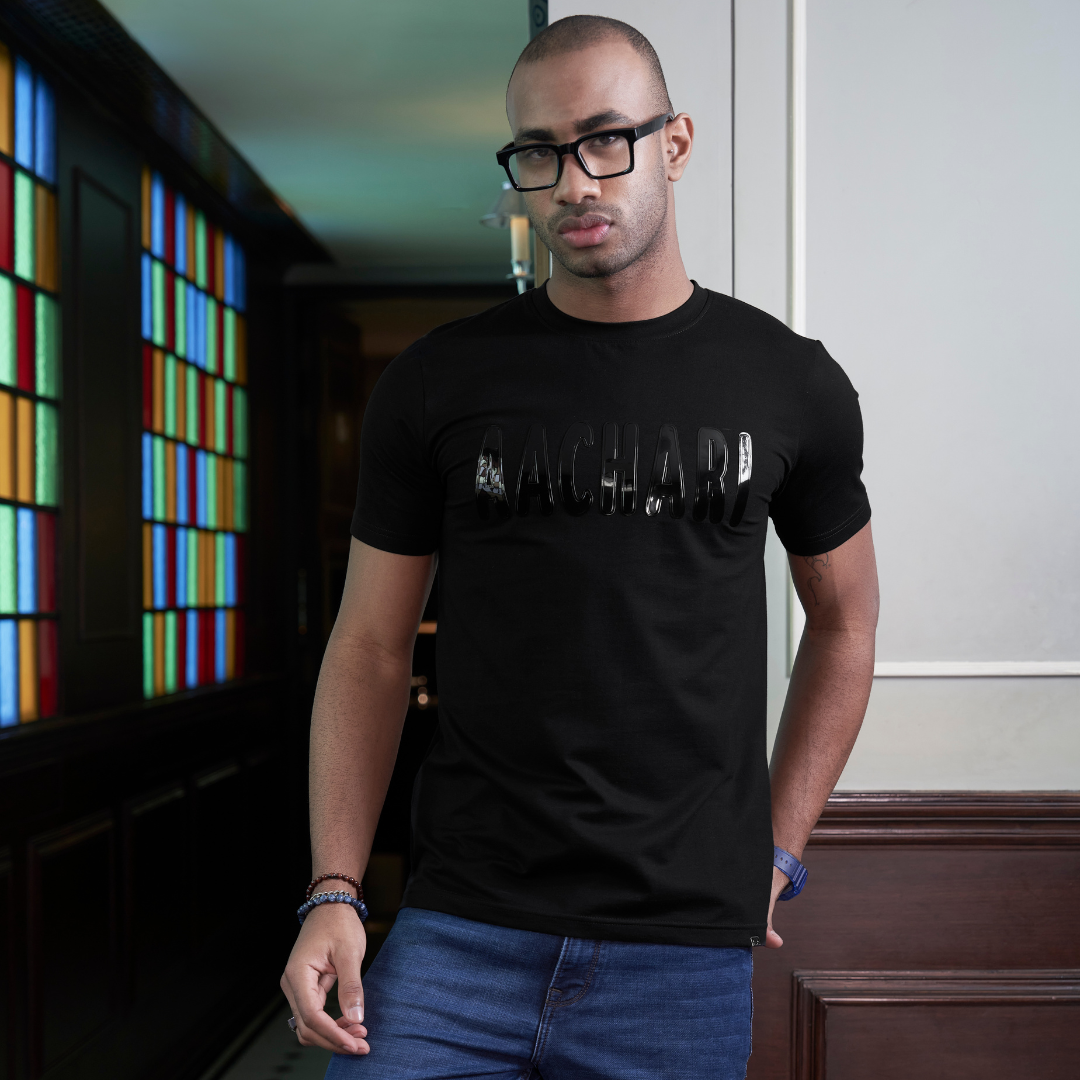 Exclusive Aachari Men's Black T-shirt