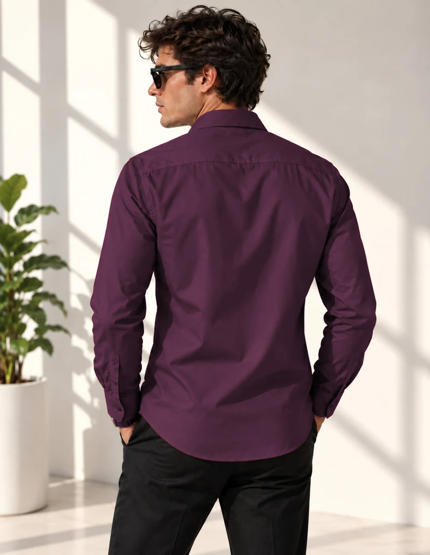 Wine Shirt with Golden Accent