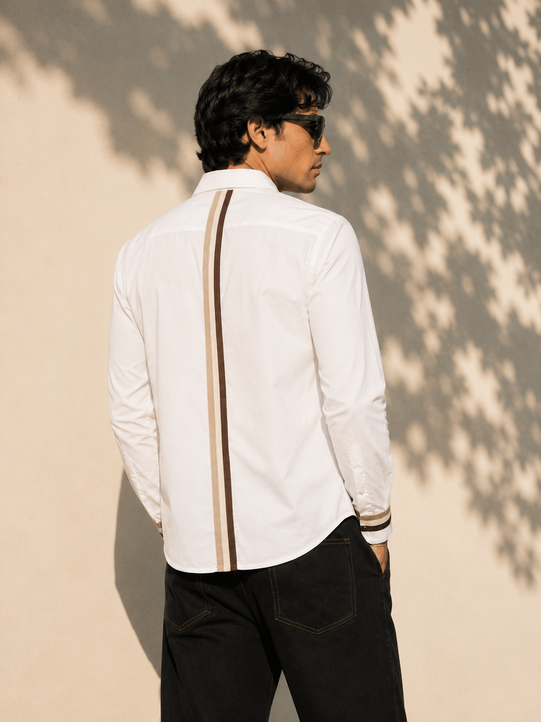 Brown Trim White Shirt