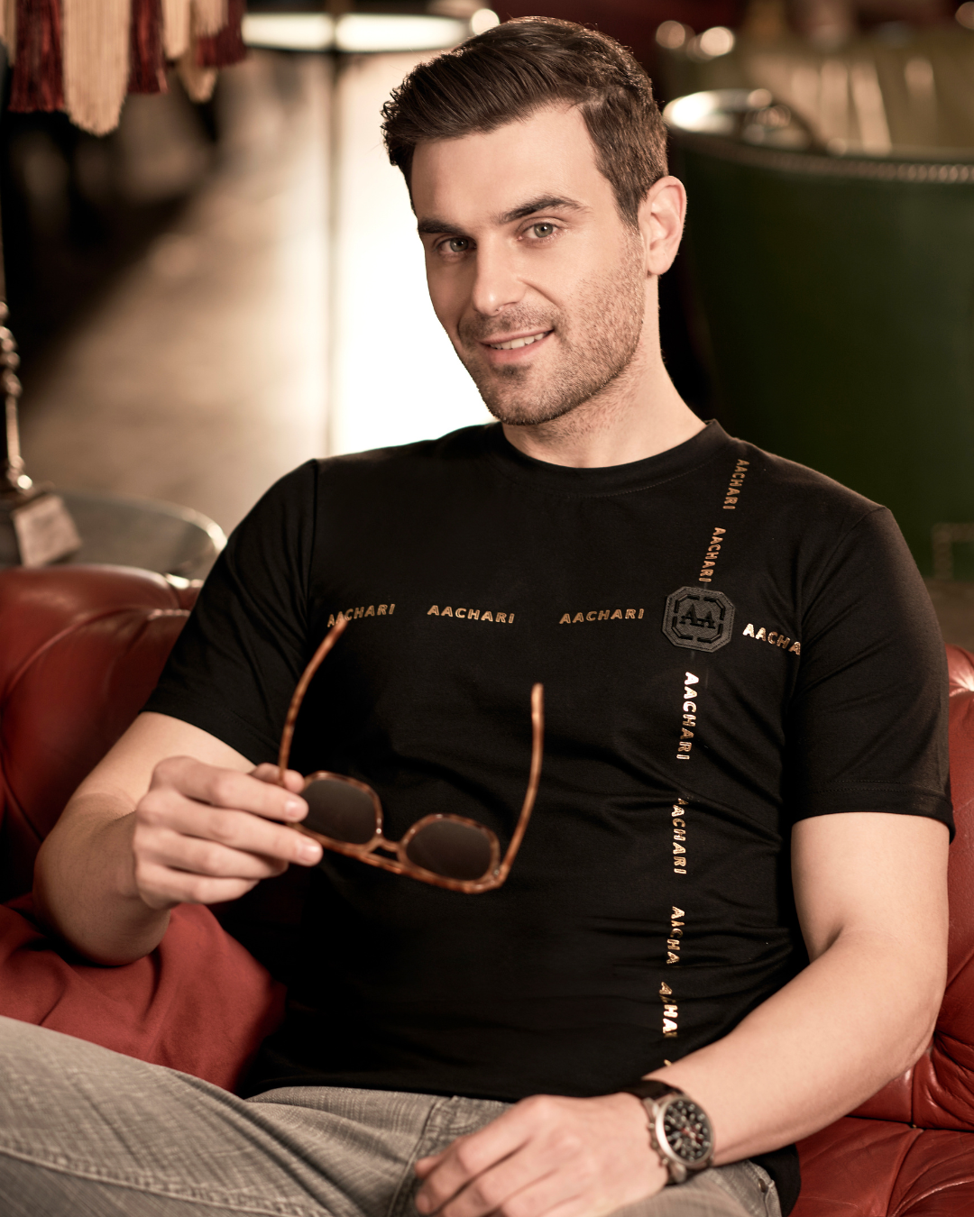 Black Tshirt with Gold Accent