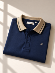 Navy beige polo