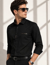 Black Solid Smart Casual Shirt