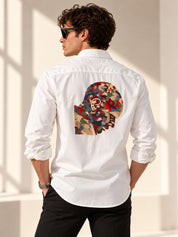 Abstract Face Embroidered Shirt