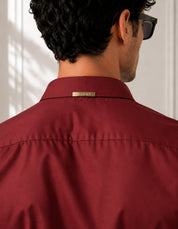Maroon Shirt with Golden Accent