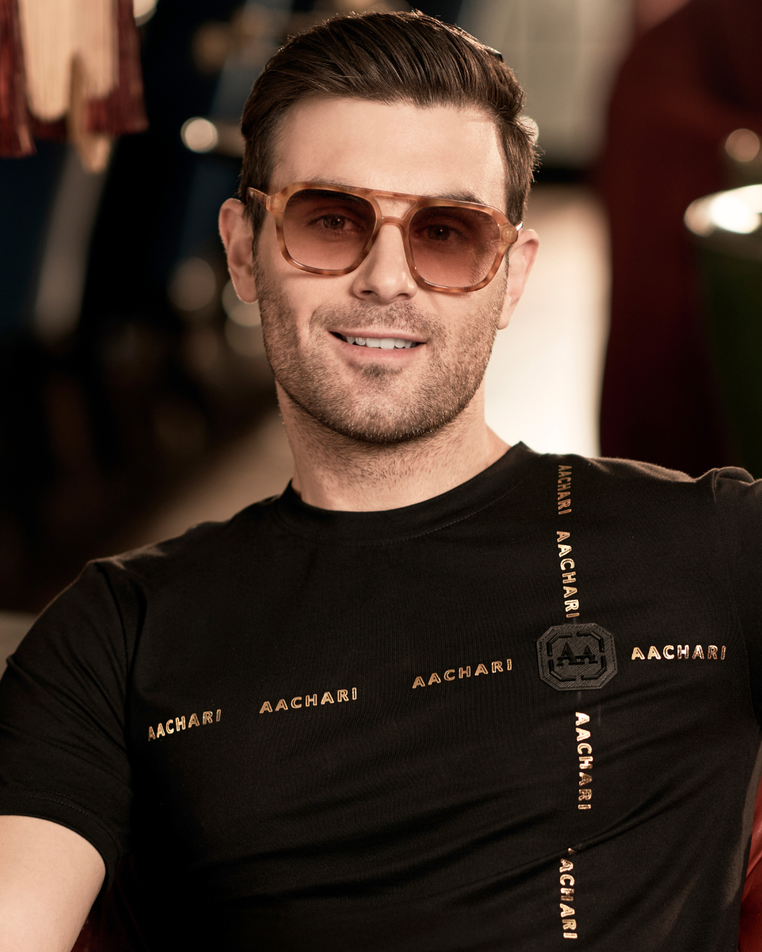 Black Tshirt with Gold Accent