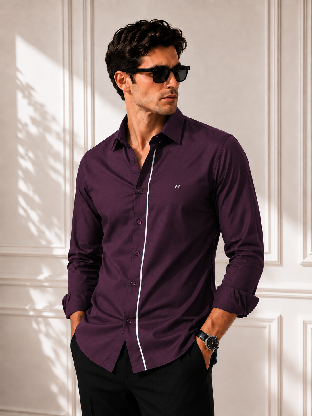 Grey Strip Classic Wine Shirt