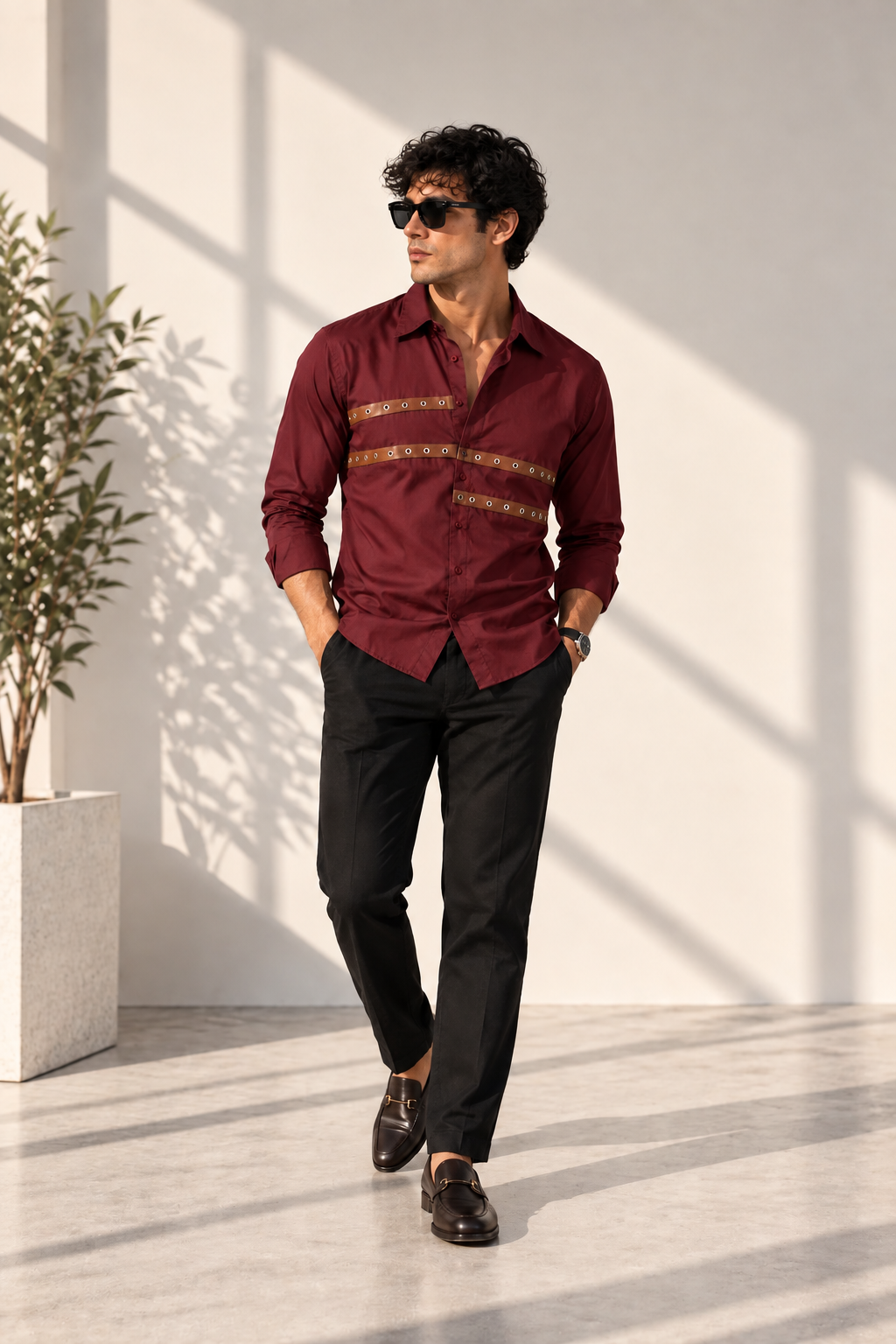 Leather Strap Shirt