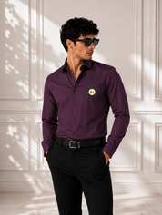 Wine Shirt with Golden Accent