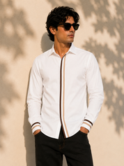 Brown Trim White Shirt