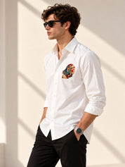 Abstract Face Embroidered Shirt
