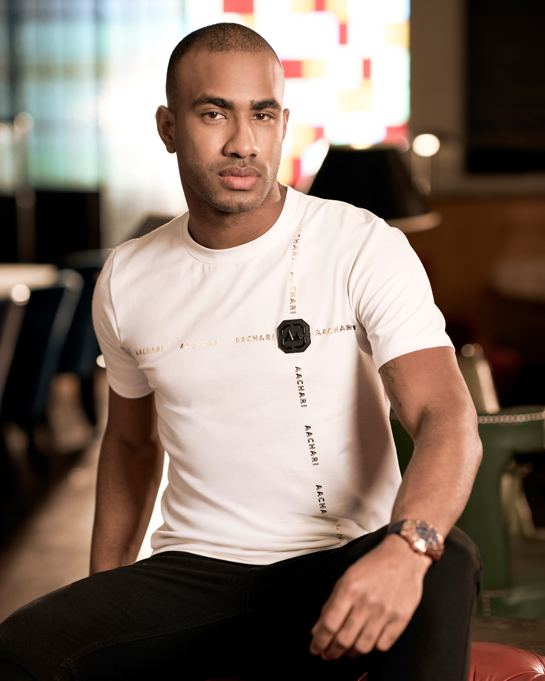 White Tshirt with Gold Accent