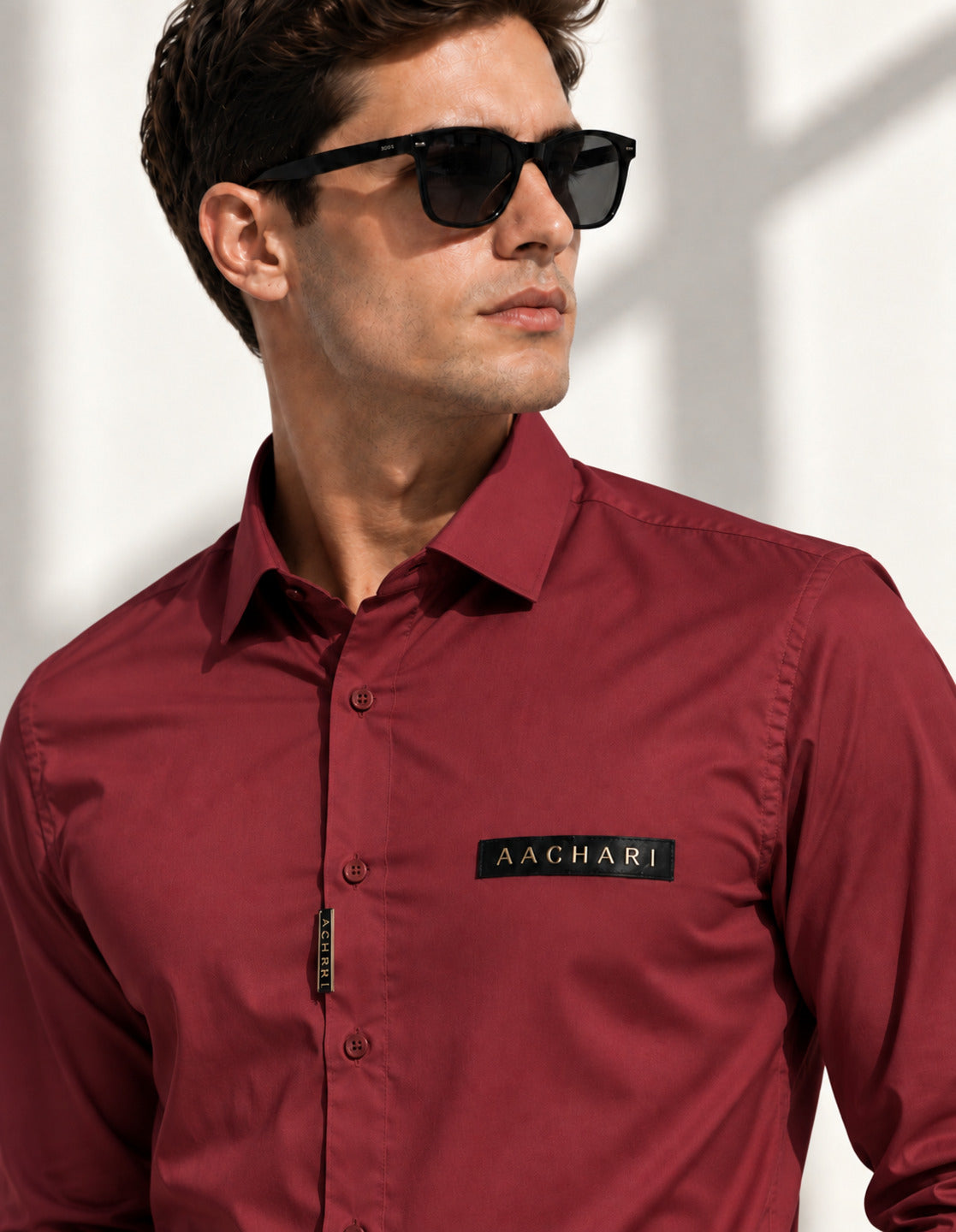 Maroon Solid Smart Casual Shirt