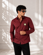 Maroon Shirt with Golden Accent