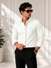 Grey Strip Classic white Shirt