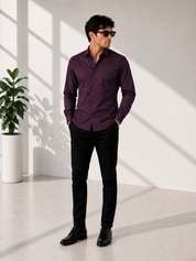 Wine Solid Smart Casual Shirt