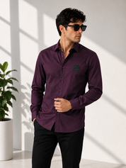 Wine Solid Smart Casual Shirt