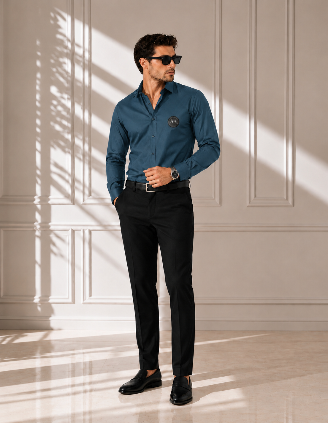 Classic Teal Full Sleeves Men's Shirt