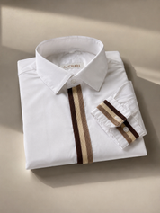 Brown Trim White Shirt
