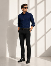 Navy Blue Solid Smart Casual Shirt