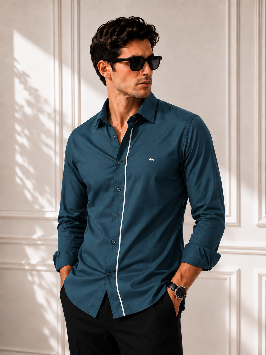 Grey Strip Classic Teal Shirt