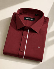 Grey Strip Classic Maroon Shirt