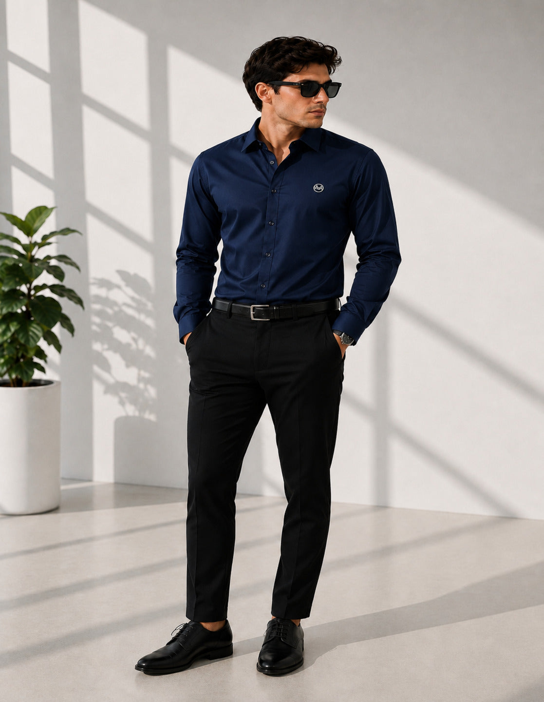 Navy Blue Full Sleeves Shirt For Man