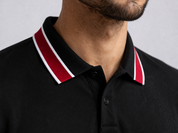 Black Polo with Red Stripe Collar