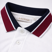 White Polo with Red Stripe Collar