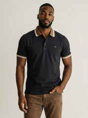 Black Polo with Brown Collar