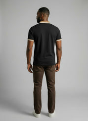 Black Polo with Brown Collar