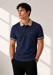 Navy beige polo