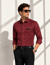Maroon Solid Smart Casual Shirt