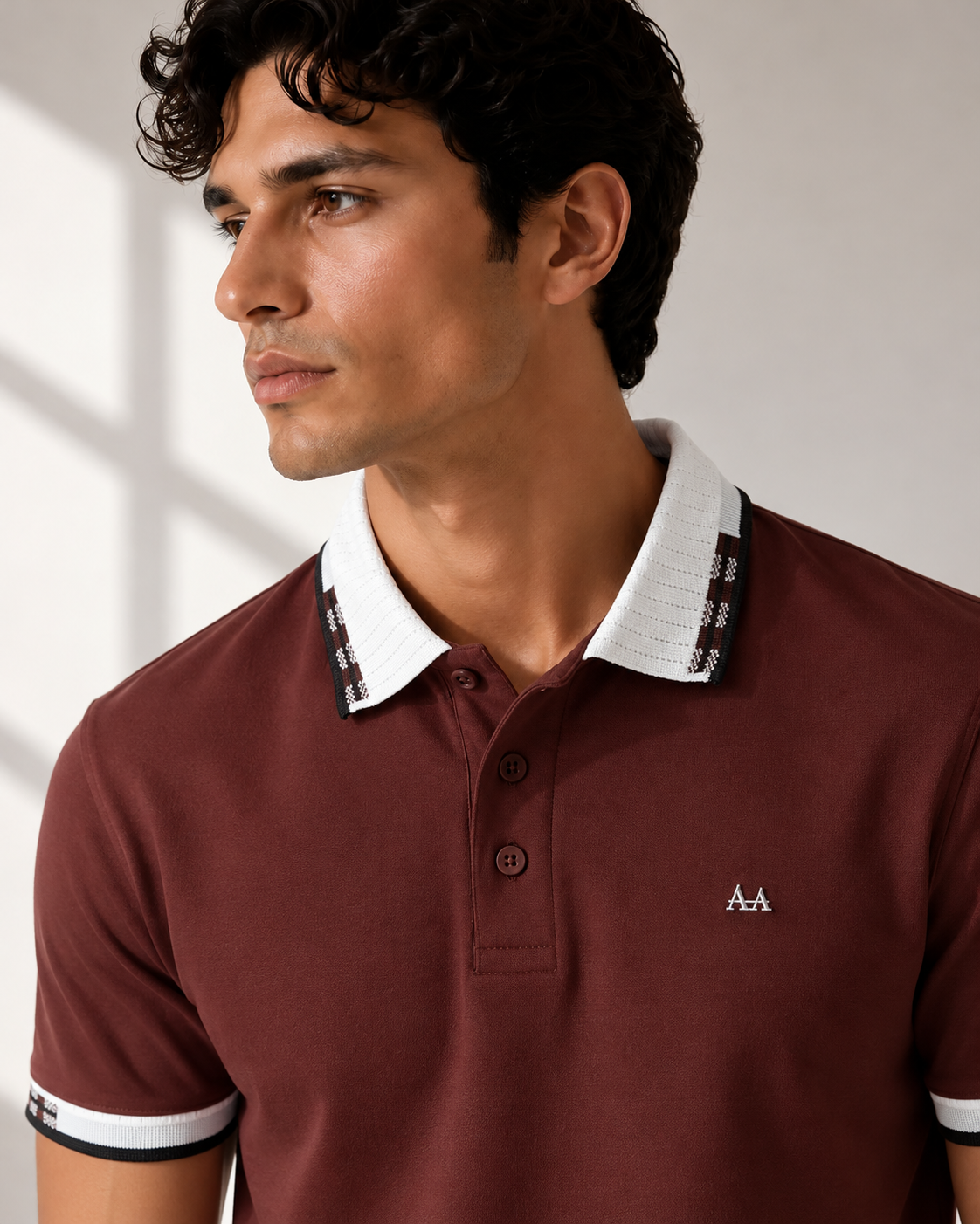 White checks Brown polo