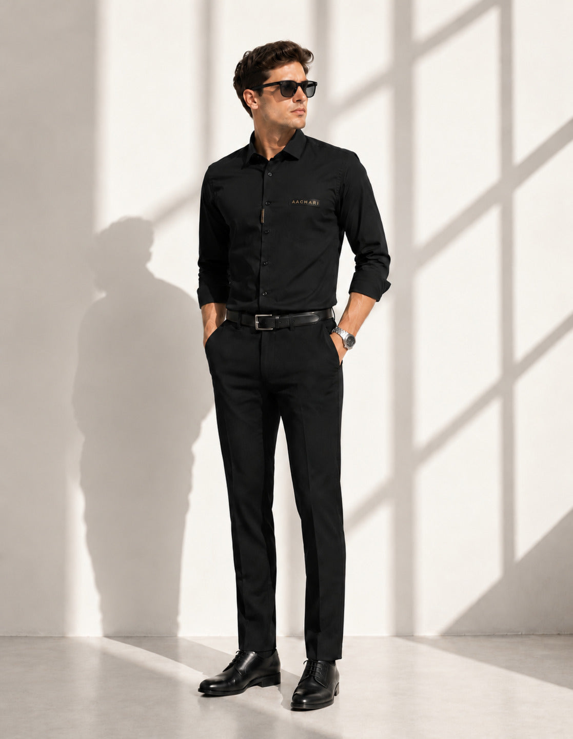 Black Solid Smart Casual Shirt