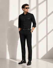 Black Solid Smart Casual Shirt